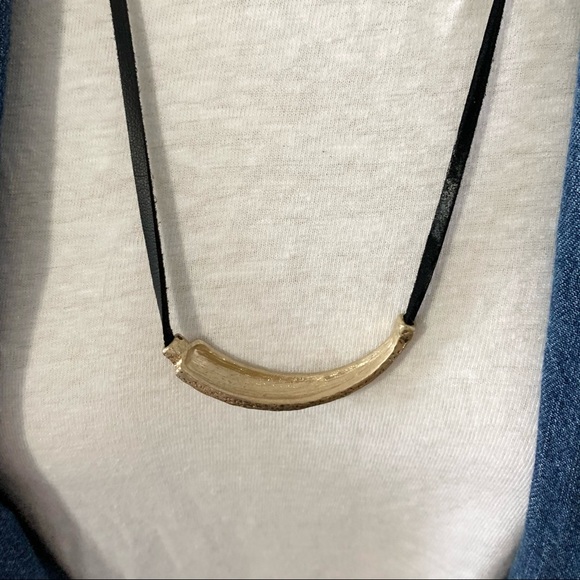 Goldtone Black Suede Adjustable Choker Necklace - Picture 8 of 11